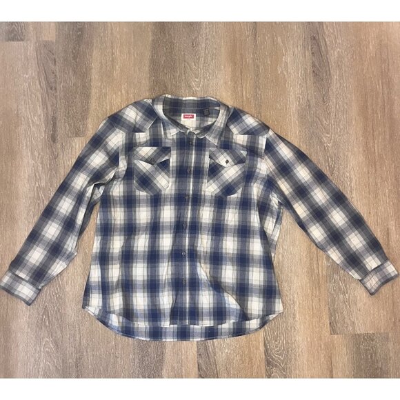 Wrangler Men’s Blue Plaid Long Sleeve Button-Up Shirt Size 3XL - Picture 2 of 9